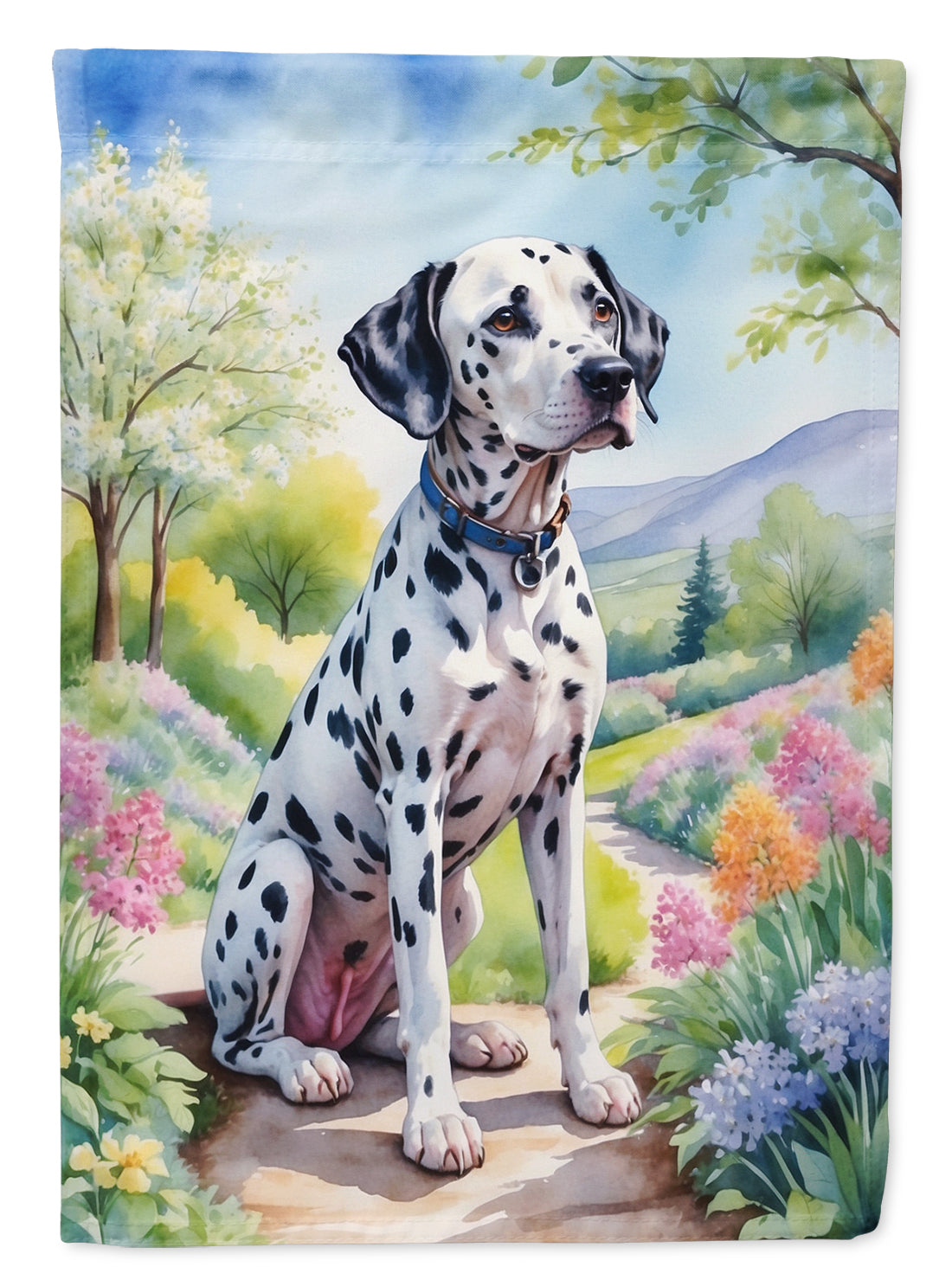 Dalmatian Spring Path House Flag 28x40 Porch Sleeve Pole Decorative Outside Yard Banner Artwork Wall Hanging, Polyester