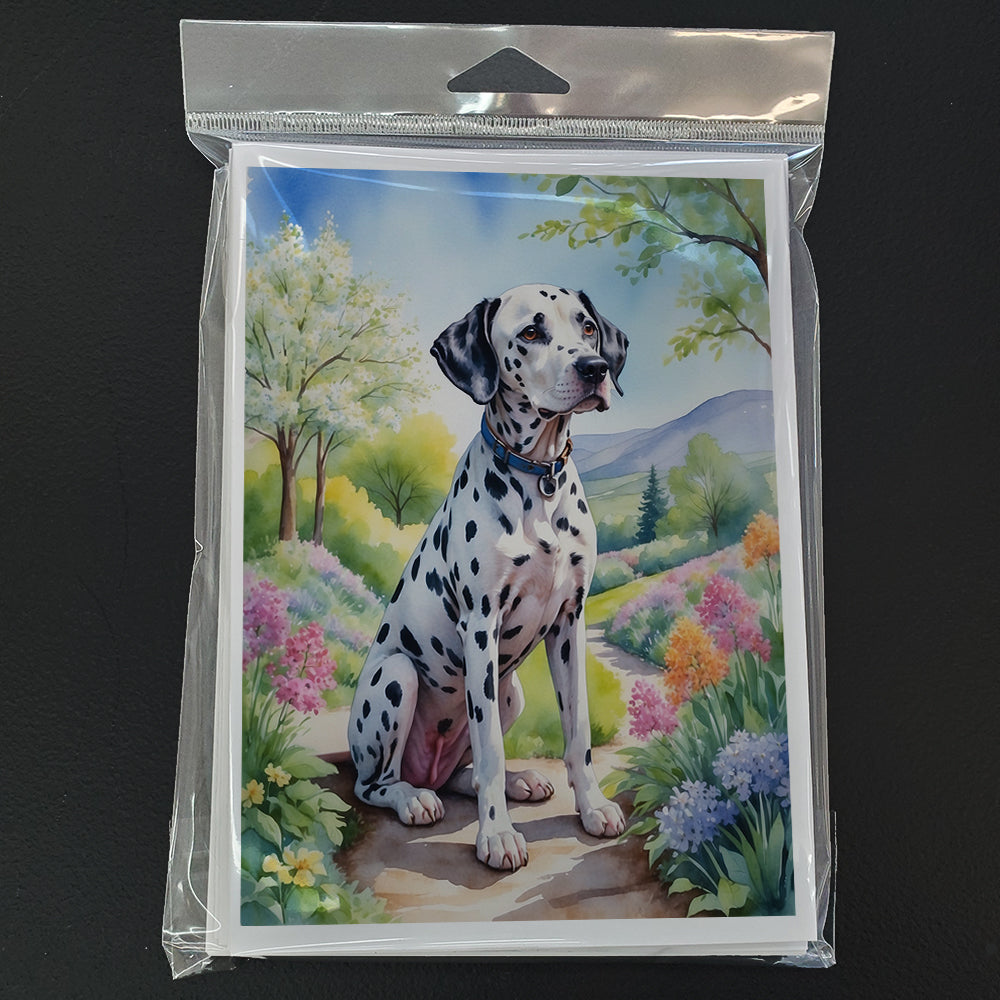 Dalmatian Spring Path Greeting Cards Pack of 8 Blank Cards with Envelopes Whimsical A7 Size 5x7