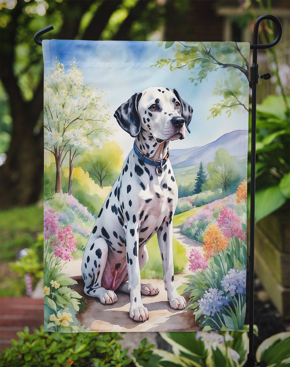 Dalmatian Spring Path Garden Flag Mailbox Decorative Yard Banner Outside Patio Artwork for Flower Beds, Garden Size, Multicolor