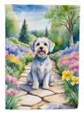 Dandie Dinmont Terrier Spring Path House Flag 28x40 Porch Sleeve Pole Decorative Outside Yard Banner Artwork Wall Hanging, Polyester