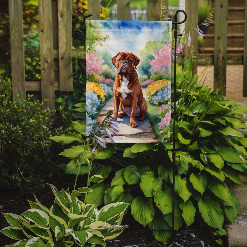 Dogue de Bordeaux Spring Path Garden Flag Mailbox Decorative Yard Banner Outside Patio Artwork for Flower Beds, Garden Size, Multicolor