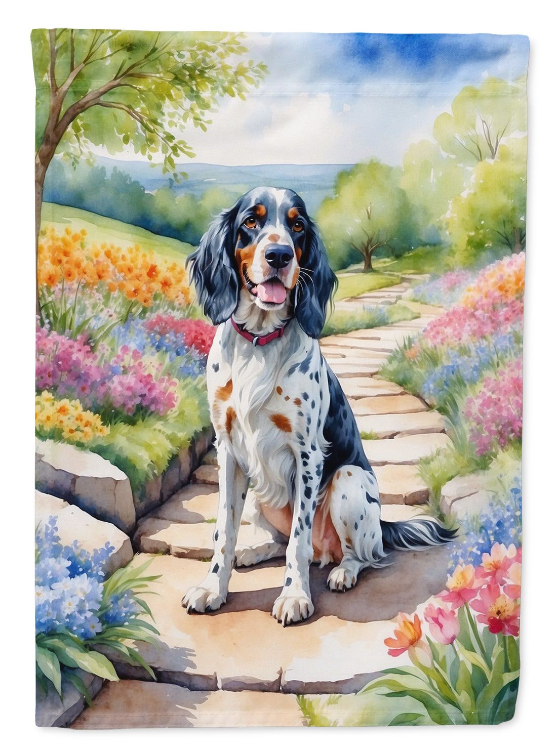 English Setter Spring Path Garden Flag Mailbox Decorative Yard Banner Outside Patio Artwork for Flower Beds, Garden Size, Multicolor