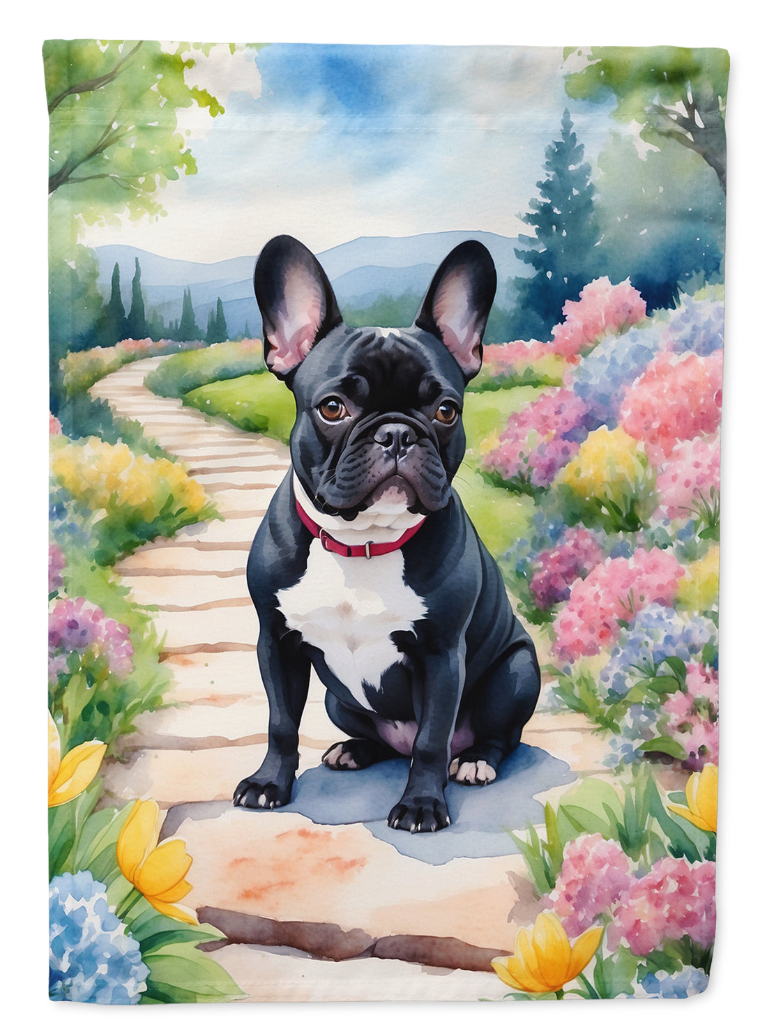 French Bulldog Spring Path Garden Flag Mailbox Decorative Yard Banner Outside Patio Artwork for Flower Beds, Garden Size, Multicolor
