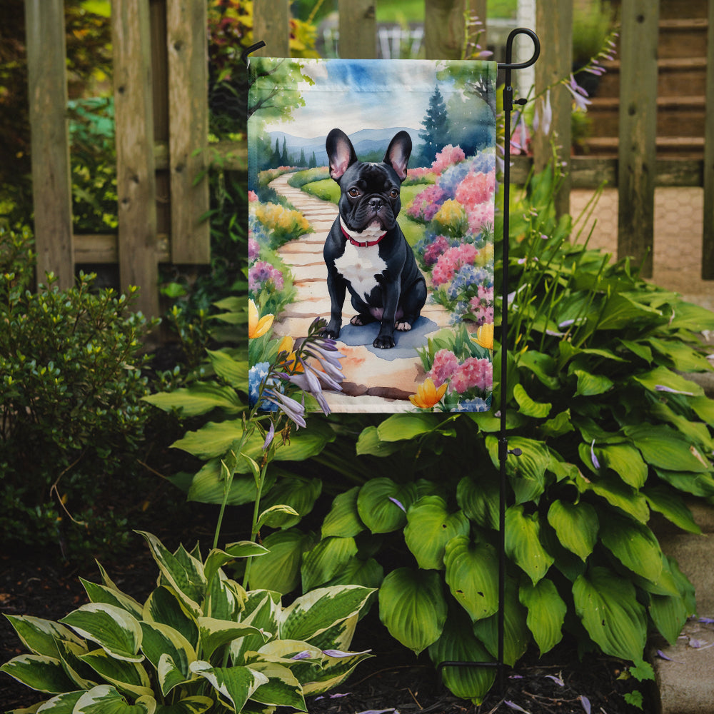 French Bulldog Spring Path Garden Flag Mailbox Decorative Yard Banner Outside Patio Artwork for Flower Beds, Garden Size, Multicolor