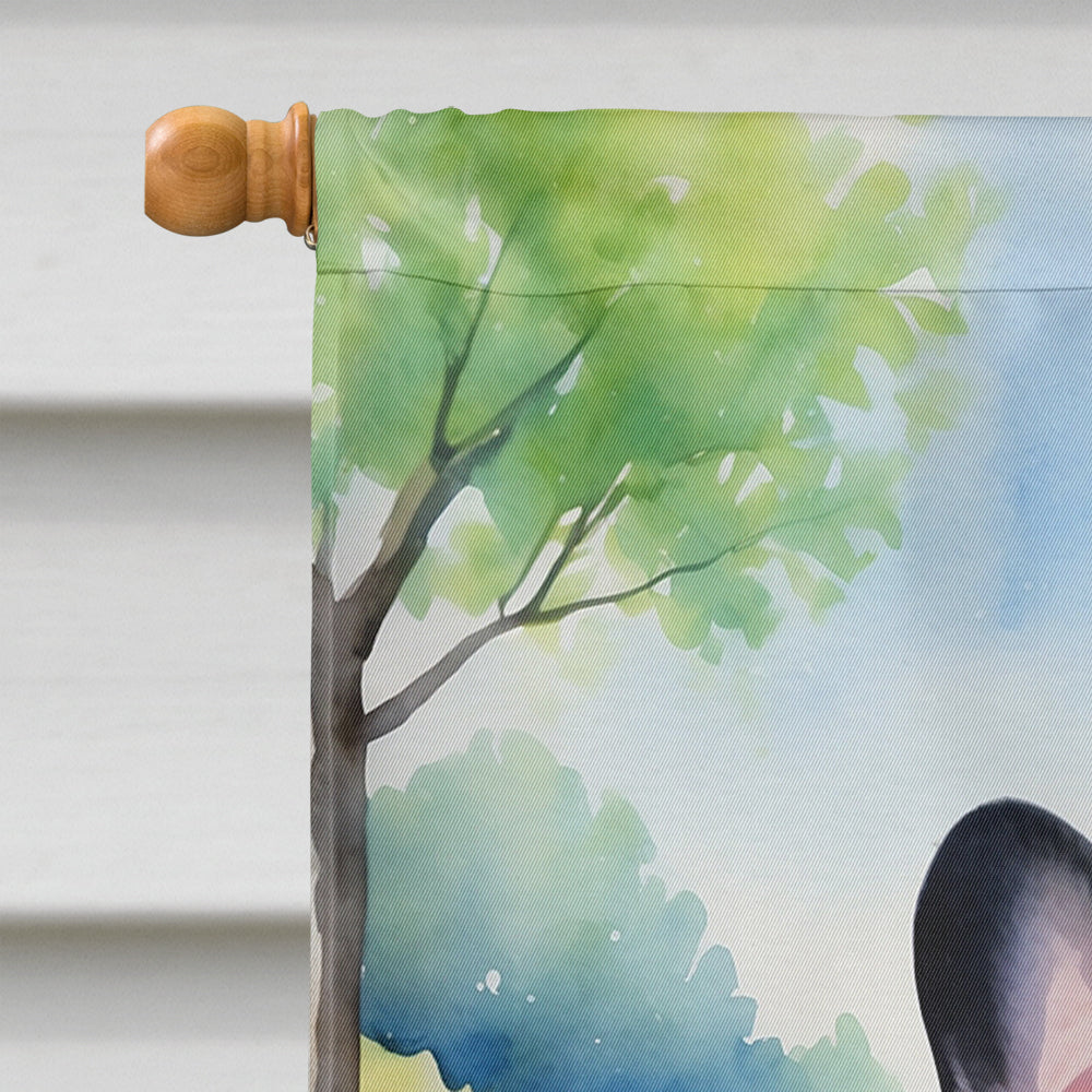 French Bulldog Spring Path House Flag 28x40 Porch Sleeve Pole Decorative Outside Yard Banner Artwork Wall Hanging, Polyester