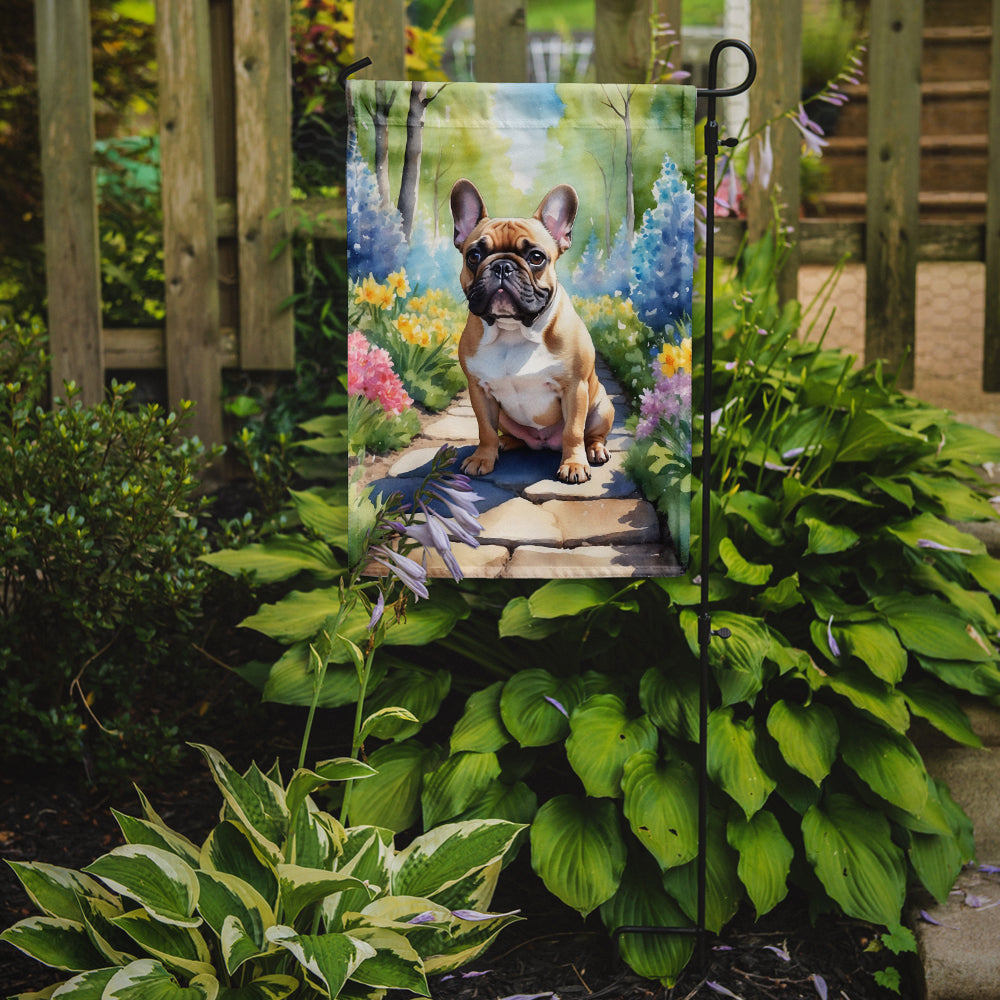 French Bulldog Spring Path Garden Flag Mailbox Decorative Yard Banner Outside Patio Artwork for Flower Beds, Garden Size, Multicolor