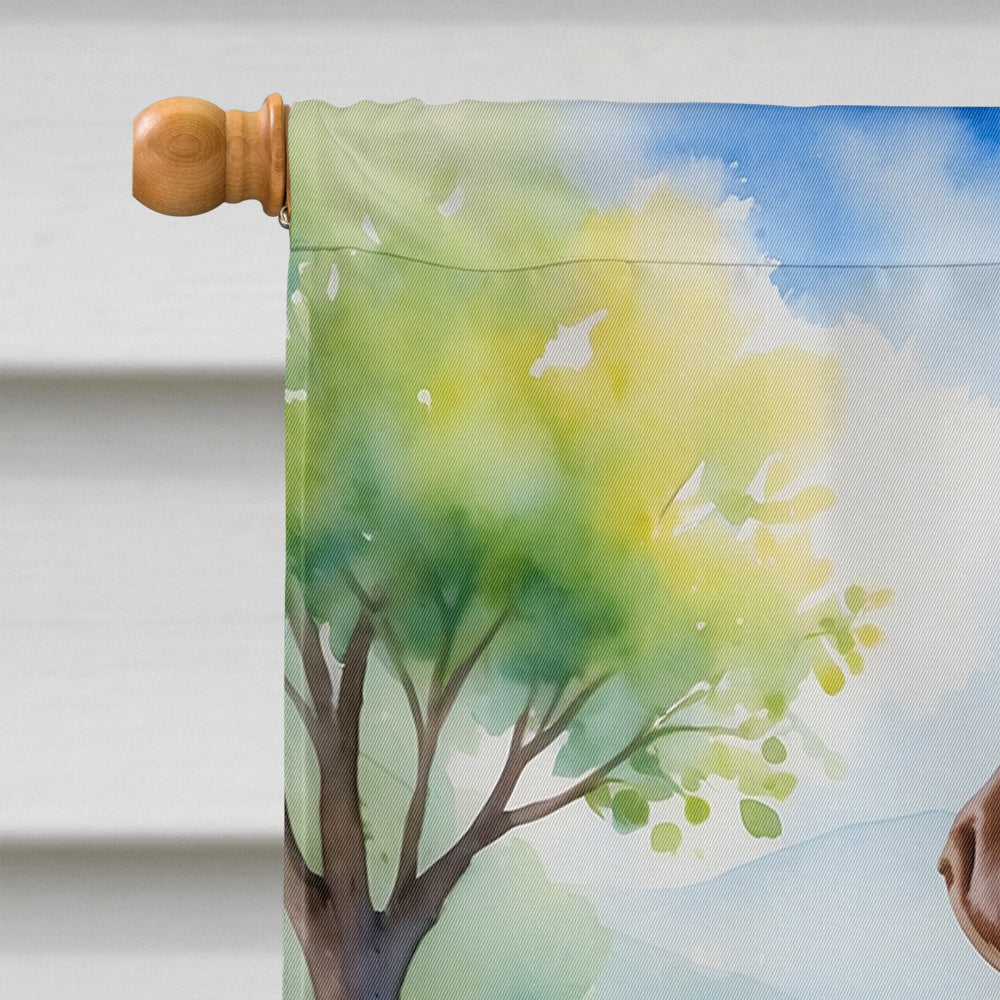 German Shorthaired Pointer Spring Path House Flag 28x40 Porch Sleeve Pole Decorative Outside Yard Banner Artwork Wall Hanging, Polyester
