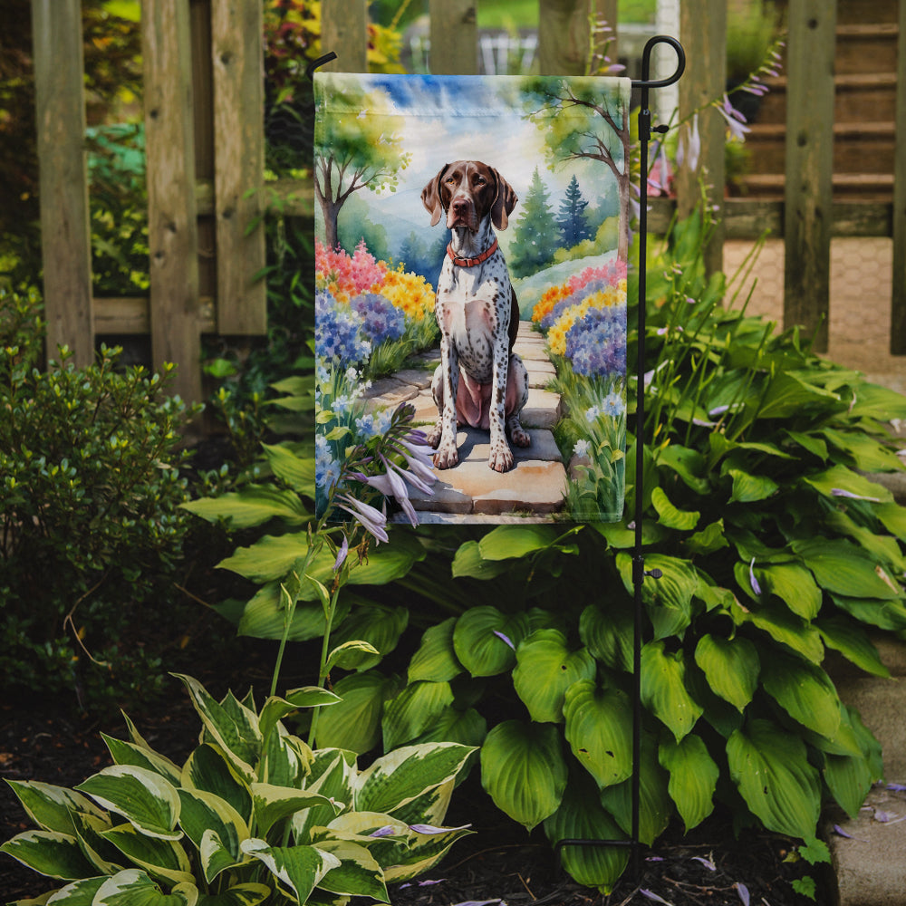 German Shorthaired Pointer Spring Path Garden Flag Mailbox Decorative Yard Banner Outside Patio Artwork for Flower Beds, Garden Size, Multicolor
