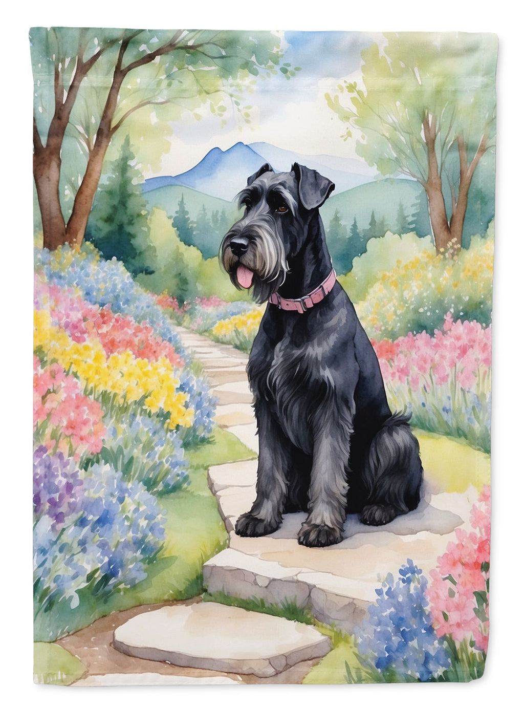 Giant Schnauzer Spring Path Garden Flag Mailbox Decorative Yard Banner Outside Patio Artwork for Flower Beds, Garden Size, Multicolor
