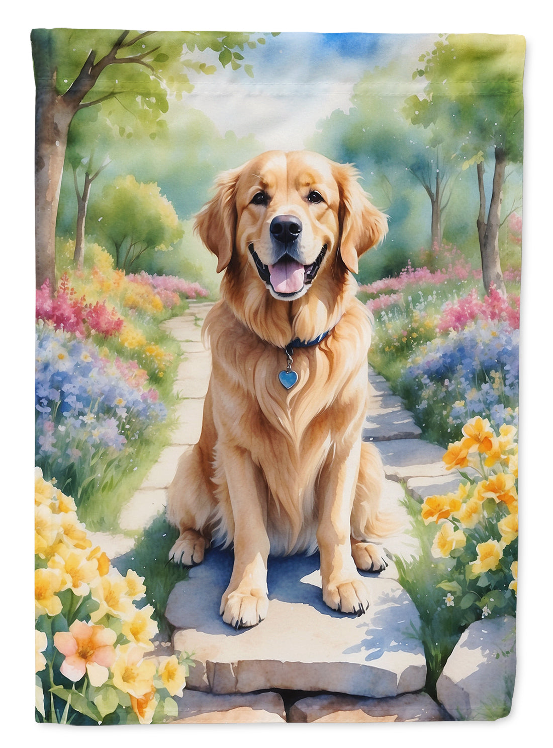 Golden Retriever Spring Path Garden Flag Mailbox Decorative Yard Banner Outside Patio Artwork for Flower Beds, Garden Size, Multicolor