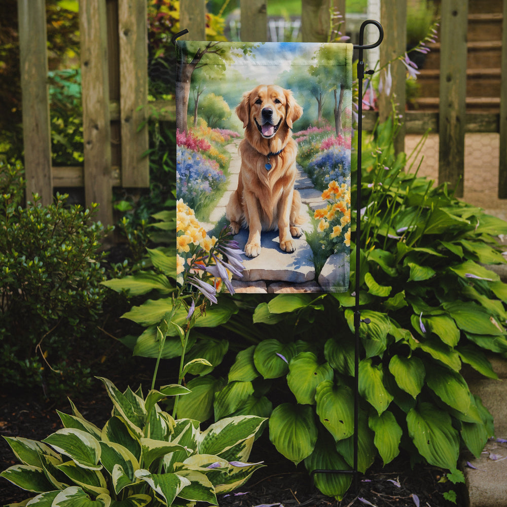 Golden Retriever Spring Path Garden Flag Mailbox Decorative Yard Banner Outside Patio Artwork for Flower Beds, Garden Size, Multicolor
