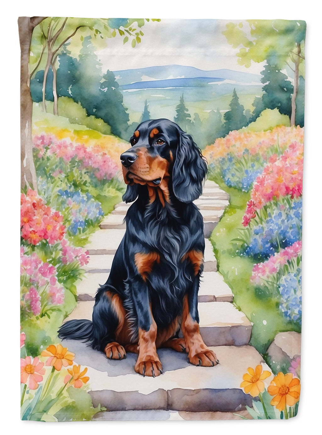 Gordon Setter Spring Path Garden Flag Mailbox Decorative Yard Banner Outside Patio Artwork for Flower Beds, Garden Size, Multicolor