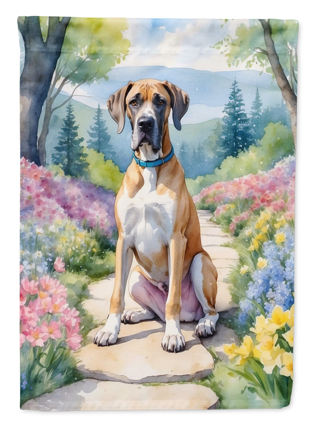 Great Dane Spring Path Garden Flag Mailbox Decorative Yard Banner Outside Patio Artwork for Flower Beds, Garden Size, Multicolor