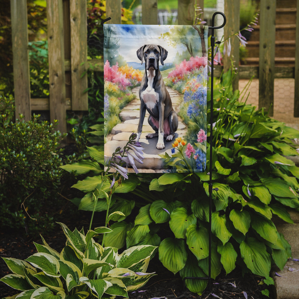 Great Dane Spring Path Garden Flag Mailbox Decorative Yard Banner Outside Patio Artwork for Flower Beds, Garden Size, Multicolor