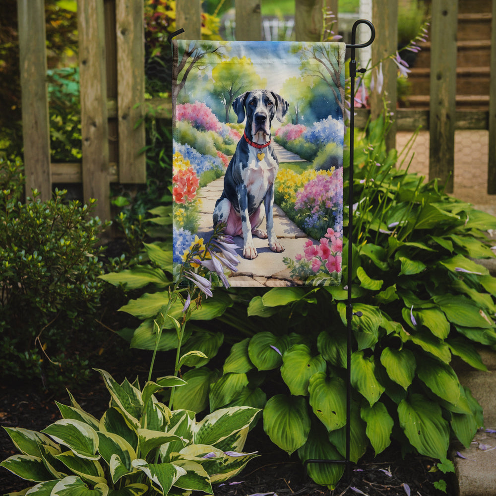 Great Dane Spring Path Garden Flag Mailbox Decorative Yard Banner Outside Patio Artwork for Flower Beds, Garden Size, Multicolor