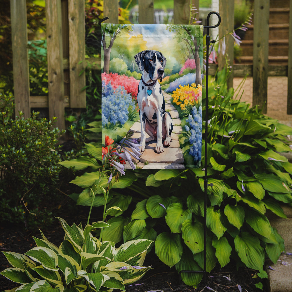 Great Dane Spring Path Garden Flag Mailbox Decorative Yard Banner Outside Patio Artwork for Flower Beds, Garden Size, Multicolor