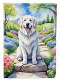 Great Pyrenees Spring Path House Flag 28x40 Porch Sleeve Pole Decorative Outside Yard Banner Artwork Wall Hanging, Polyester