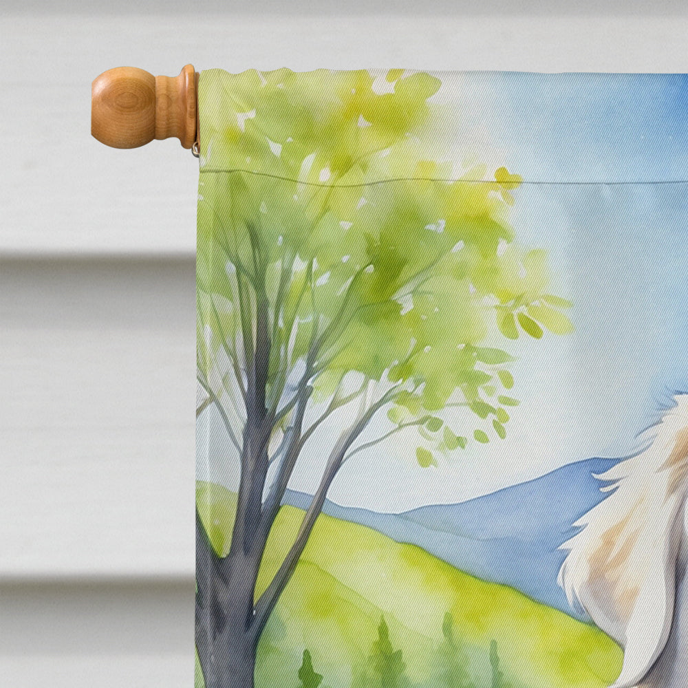 Great Pyrenees Spring Path House Flag 28x40 Porch Sleeve Pole Decorative Outside Yard Banner Artwork Wall Hanging, Polyester