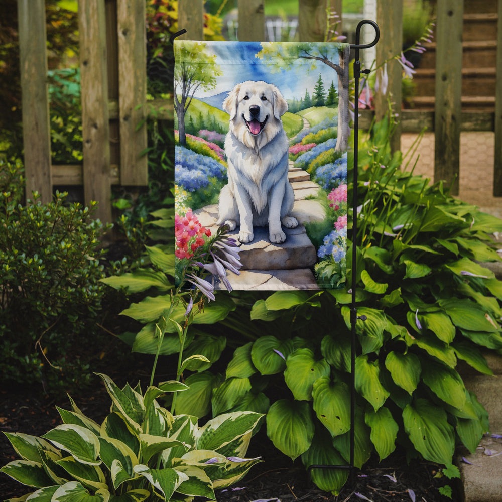 Great Pyrenees Spring Path Garden Flag Mailbox Decorative Yard Banner Outside Patio Artwork for Flower Beds, Garden Size, Multicolor