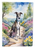 Greyhound Spring Path House Flag 28x40 Porch Sleeve Pole Decorative Outside Yard Banner Artwork Wall Hanging, Polyester