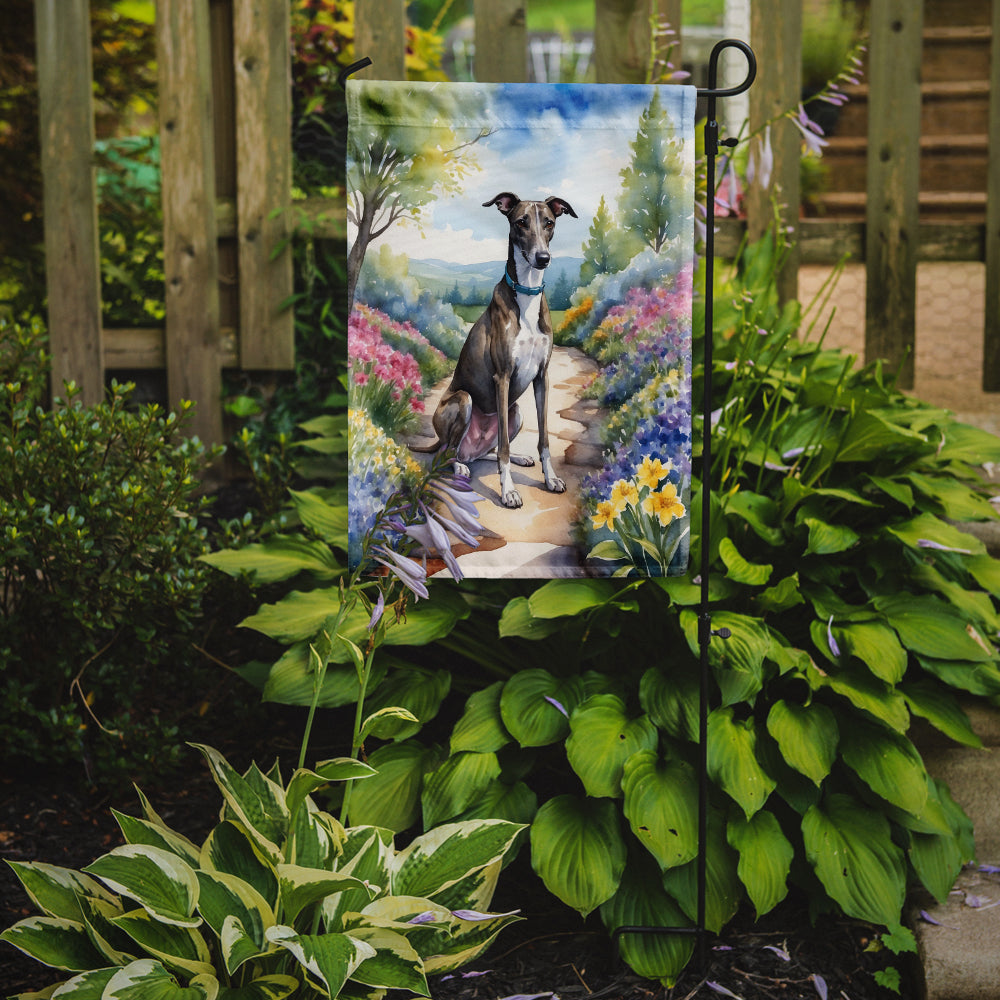 Greyhound Spring Path Garden Flag Mailbox Decorative Yard Banner Outside Patio Artwork for Flower Beds, Garden Size, Multicolor