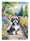 Havanese Spring Path House Flag 28x40 Porch Sleeve Pole Decorative Outside Yard Banner Artwork Wall Hanging, Polyester