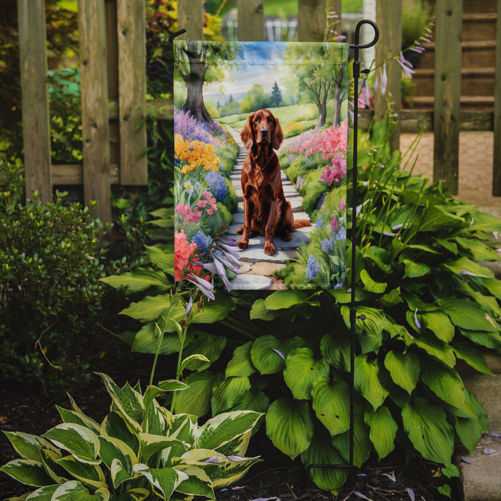 Irish Setter Spring Path Garden Flag Mailbox Decorative Yard Banner Outside Patio Artwork for Flower Beds, Garden Size, Multicolor