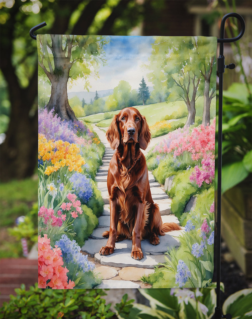 Irish Setter Spring Path Garden Flag Mailbox Decorative Yard Banner Outside Patio Artwork for Flower Beds, Garden Size, Multicolor