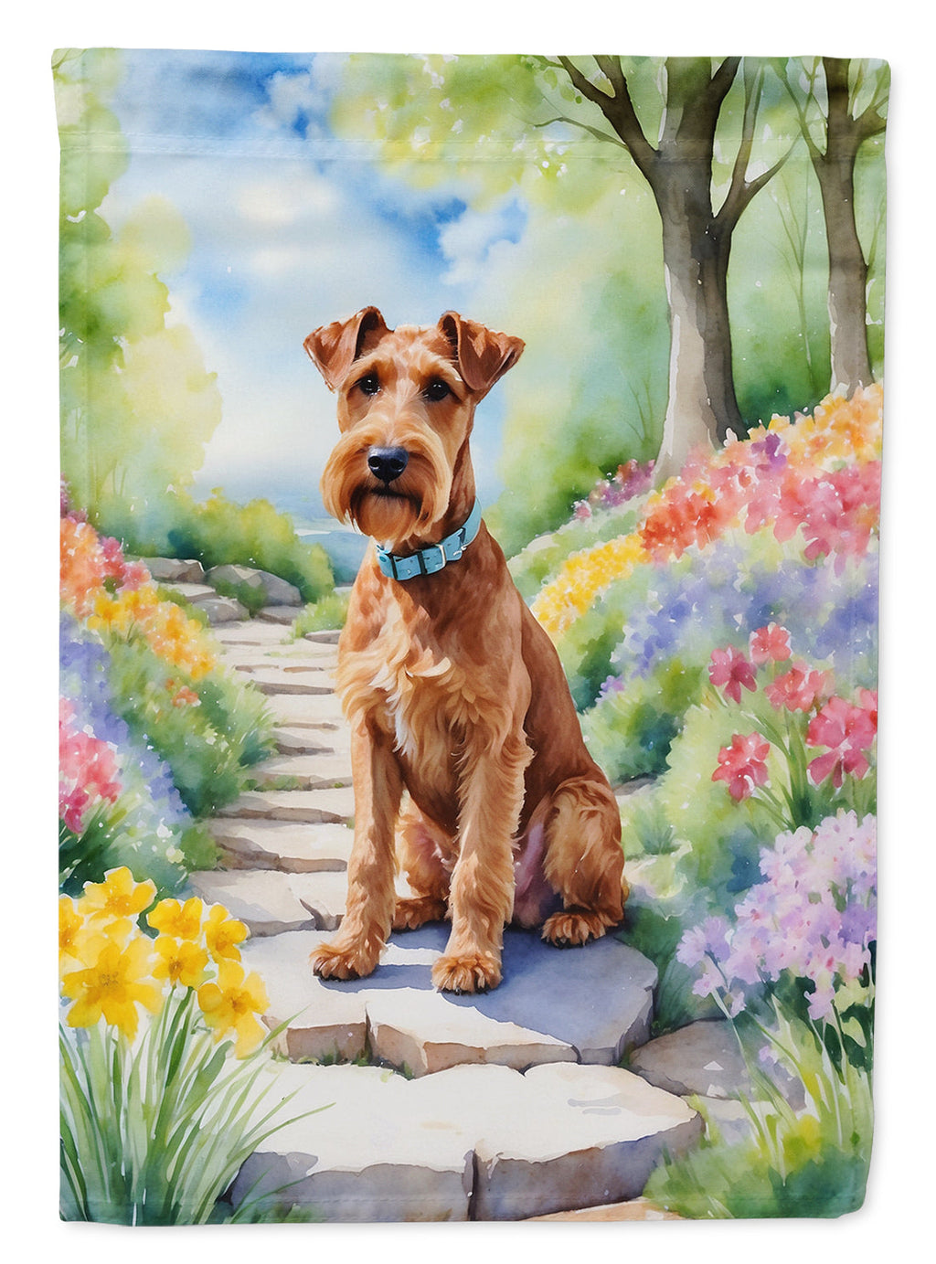Irish Terrier Spring Path Garden Flag Mailbox Decorative Yard Banner Outside Patio Artwork for Flower Beds, Garden Size, Multicolor