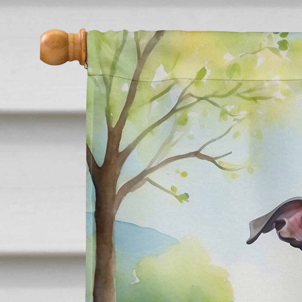 Italian Greyhound Spring Path House Flag 28x40 Porch Sleeve Pole Decorative Outside Yard Banner Artwork Wall Hanging, Polyester