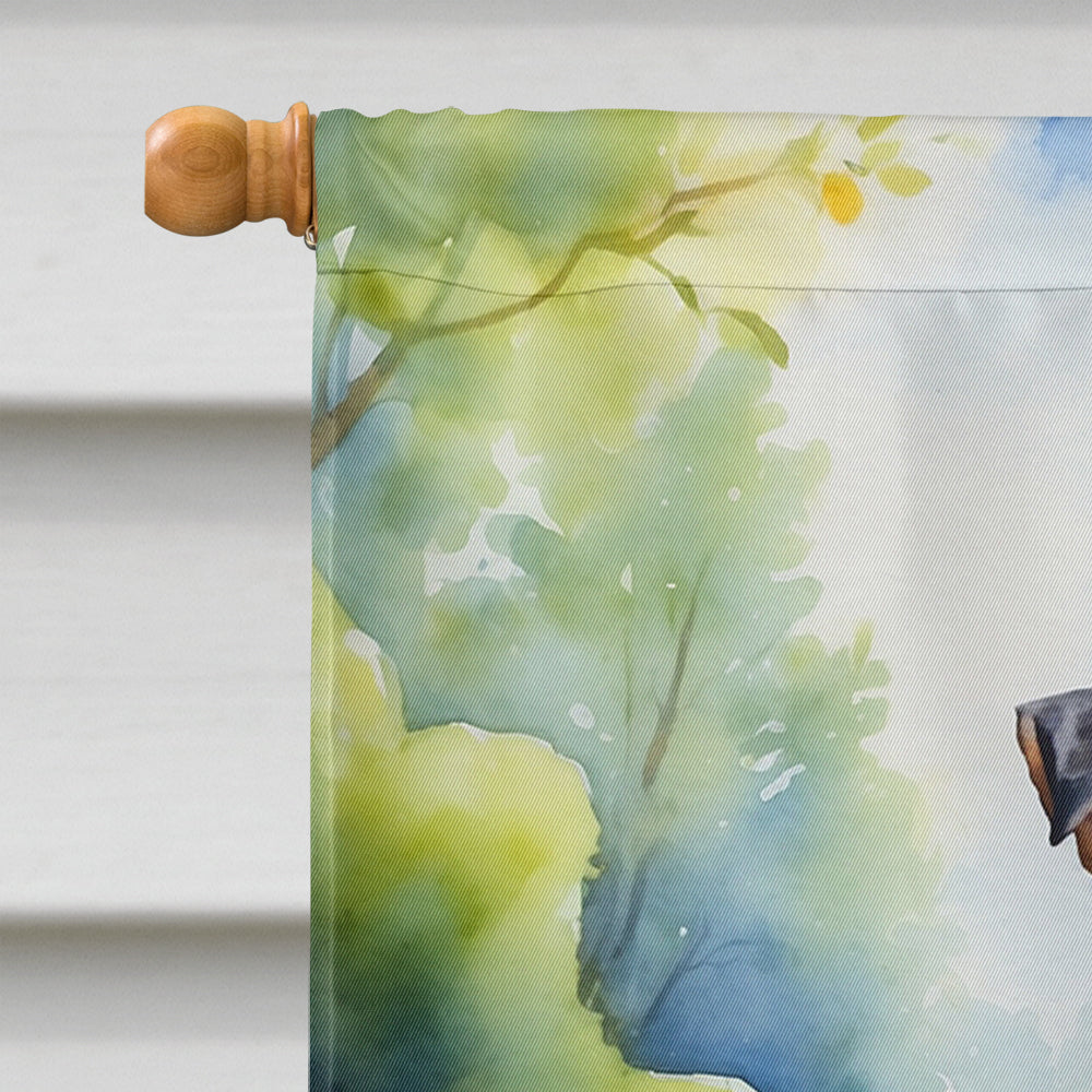 Jack Russell Terrier Spring Path House Flag 28x40 Porch Sleeve Pole Decorative Outside Yard Banner Artwork Wall Hanging, Polyester