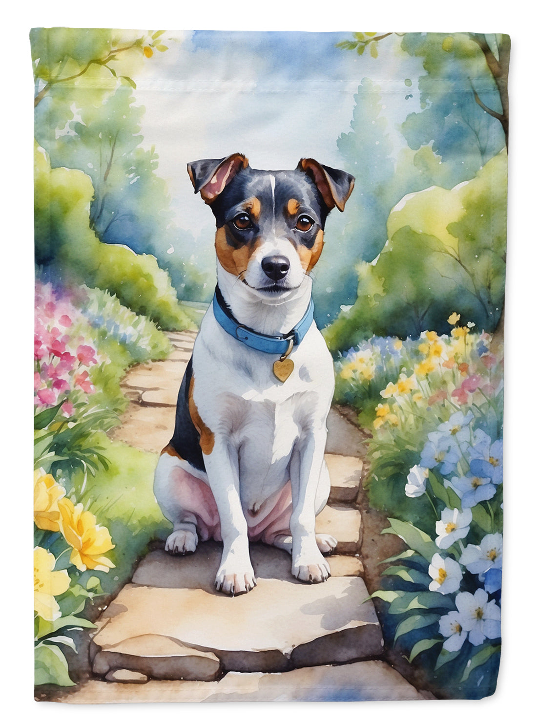 Jack Russell Terrier Spring Path Garden Flag Mailbox Decorative Yard Banner Outside Patio Artwork for Flower Beds, Garden Size, Multicolor