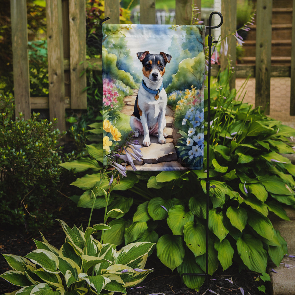 Jack Russell Terrier Spring Path Garden Flag Mailbox Decorative Yard Banner Outside Patio Artwork for Flower Beds, Garden Size, Multicolor