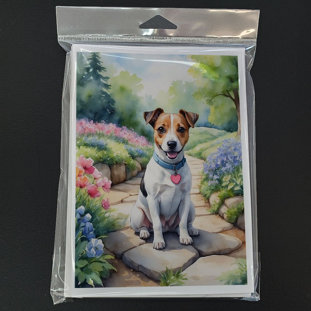 Jack Russell Terrier Spring Path Greeting Cards Pack of 8 Blank Cards with Envelopes Whimsical A7 Size 5x7