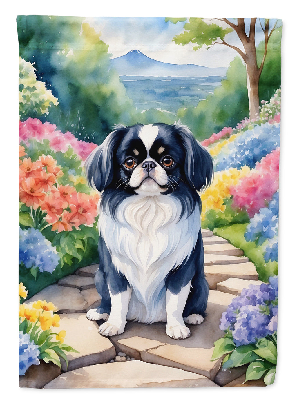 Japanese Chin Spring Path Garden Flag Mailbox Decorative Yard Banner Outside Patio Artwork for Flower Beds, Garden Size, Multicolor