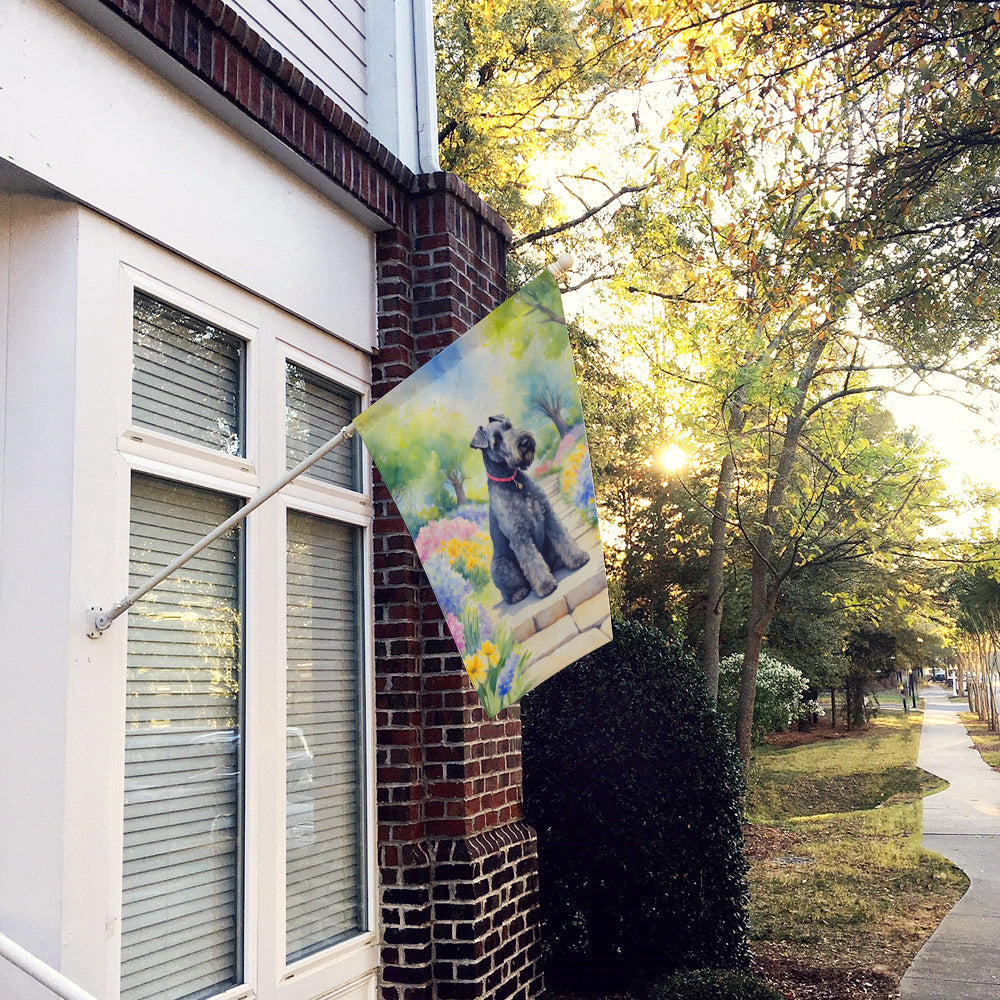 Kerry Blue Terrier Spring Path House Flag 28x40 Porch Sleeve Pole Decorative Outside Yard Banner Artwork Wall Hanging, Polyester