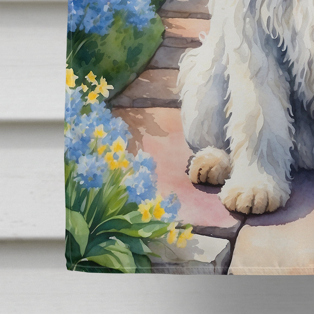 Komondor Spring Path House Flag 28x40 Porch Sleeve Pole Decorative Outside Yard Banner Artwork Wall Hanging, Polyester