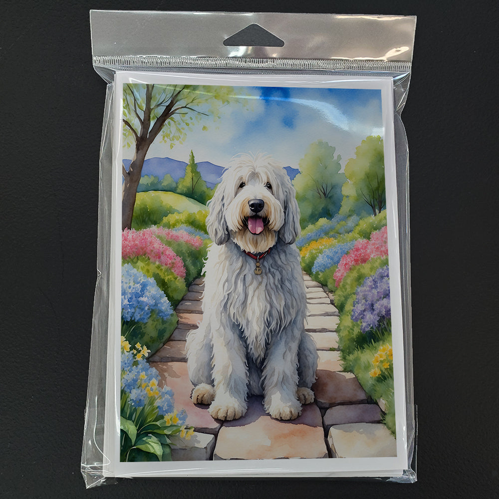 Komondor Spring Path Greeting Cards Pack of 8 Blank Cards with Envelopes Whimsical A7 Size 5x7