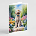 Labradoodle Spring Path Greeting Cards Pack of 8 Blank Cards with Envelopes Whimsical A7 Size 5x7