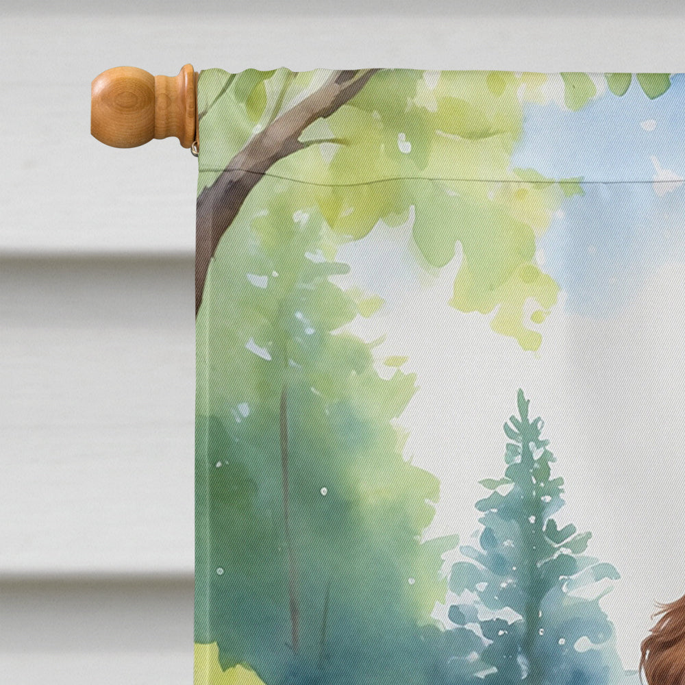 Labradoodle Spring Path House Flag 28x40 Porch Sleeve Pole Decorative Outside Yard Banner Artwork Wall Hanging, Polyester