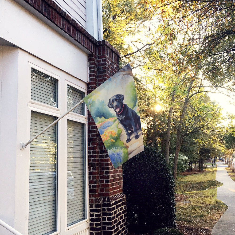 Labrador Retriever Spring Path House Flag 28x40 Porch Sleeve Pole Decorative Outside Yard Banner Artwork Wall Hanging, Polyester