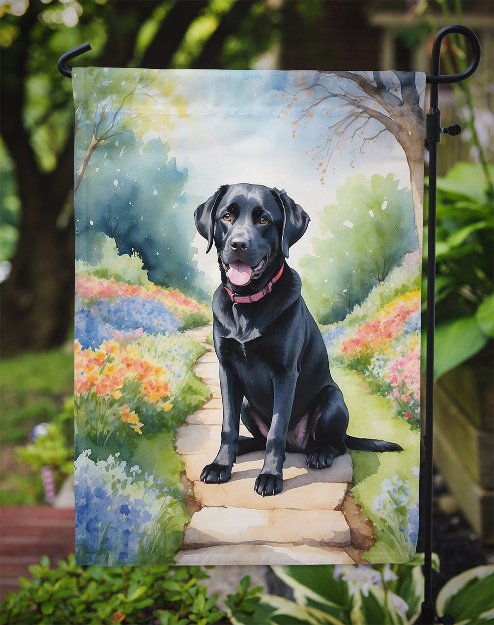 Labrador Retriever Spring Path Garden Flag Mailbox Decorative Yard Banner Outside Patio Artwork for Flower Beds, Garden Size, Multicolor