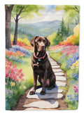 Labrador Retriever Spring Path House Flag 28x40 Porch Sleeve Pole Decorative Outside Yard Banner Artwork Wall Hanging, Polyester