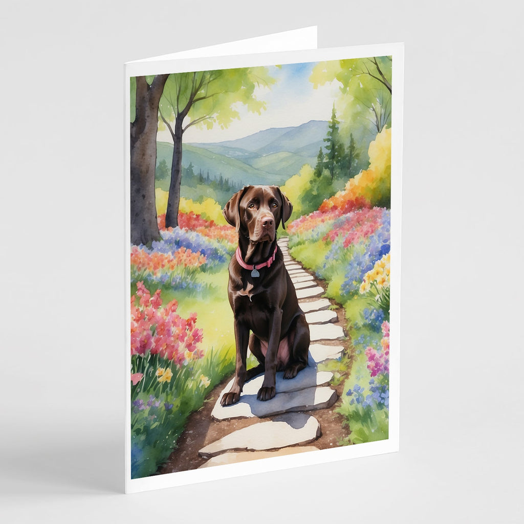 Labrador Retriever Spring Path Greeting Cards Pack of 8 Blank Cards with Envelopes Whimsical A7 Size 5x7