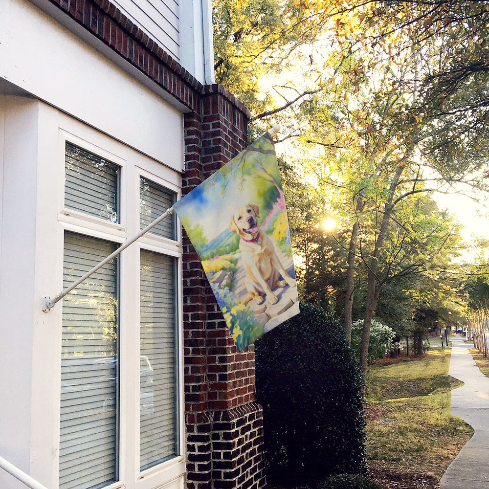 Labrador Retriever Spring Path House Flag 28x40 Porch Sleeve Pole Decorative Outside Yard Banner Artwork Wall Hanging, Polyester