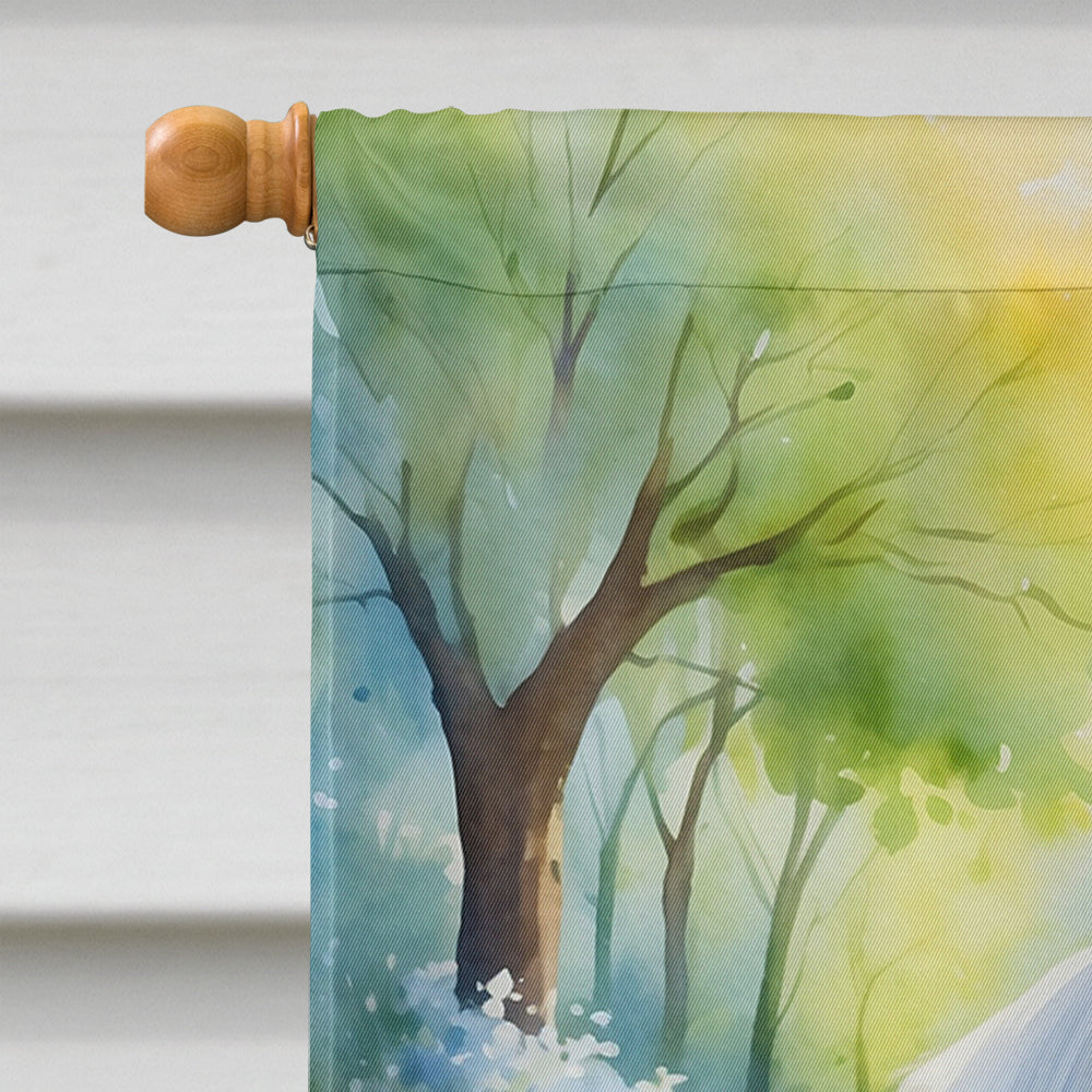 Maltese Spring Path House Flag 28x40 Porch Sleeve Pole Decorative Outside Yard Banner Artwork Wall Hanging, Polyester