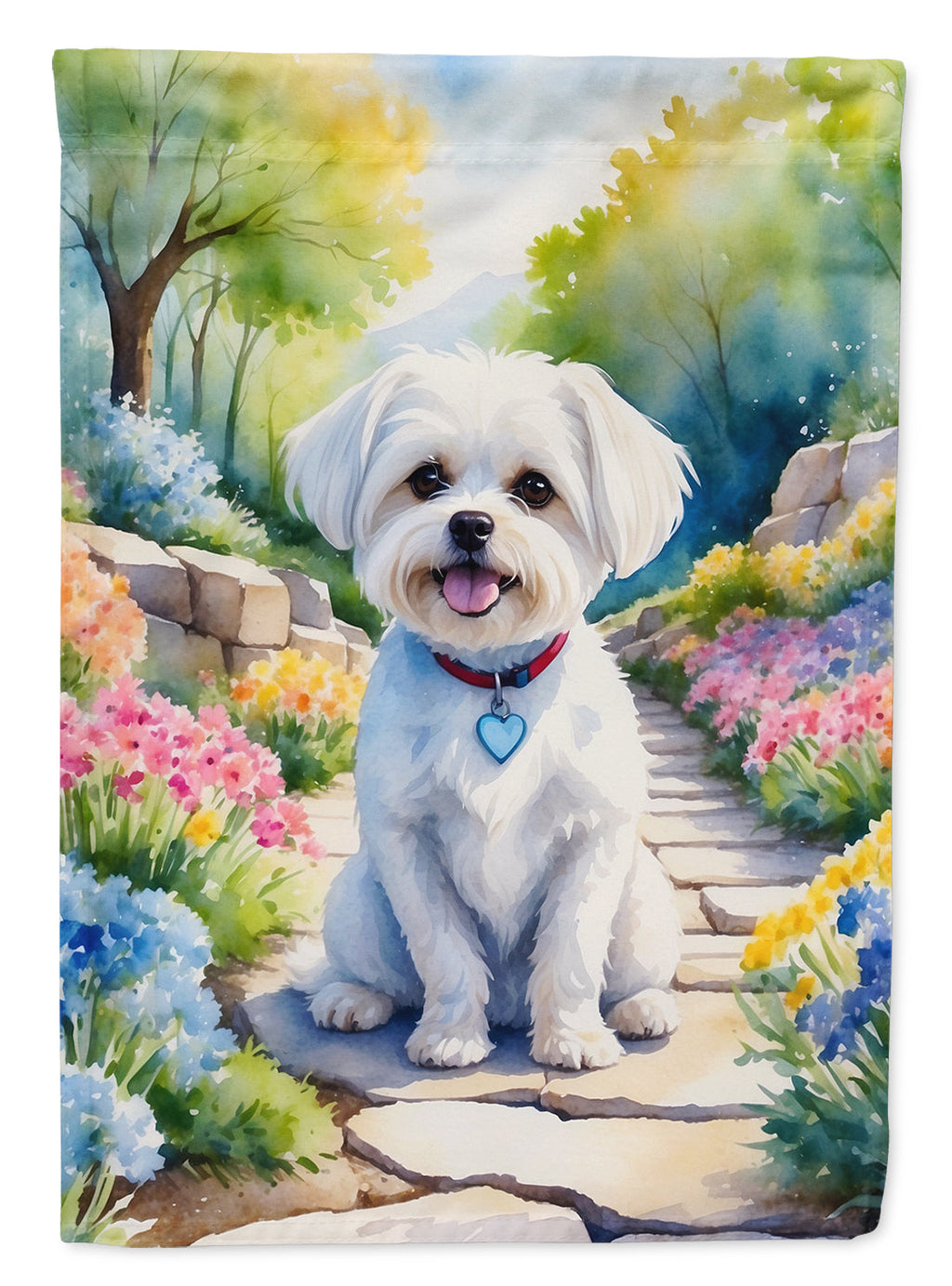 Maltese Spring Path Garden Flag Mailbox Decorative Yard Banner Outside Patio Artwork for Flower Beds, Garden Size, Multicolor