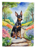Manchester Terrier Spring Path House Flag 28x40 Porch Sleeve Pole Decorative Outside Yard Banner Artwork Wall Hanging, Polyester