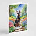 Manchester Terrier Spring Path Greeting Cards Pack of 8 Blank Cards with Envelopes Whimsical A7 Size 5x7