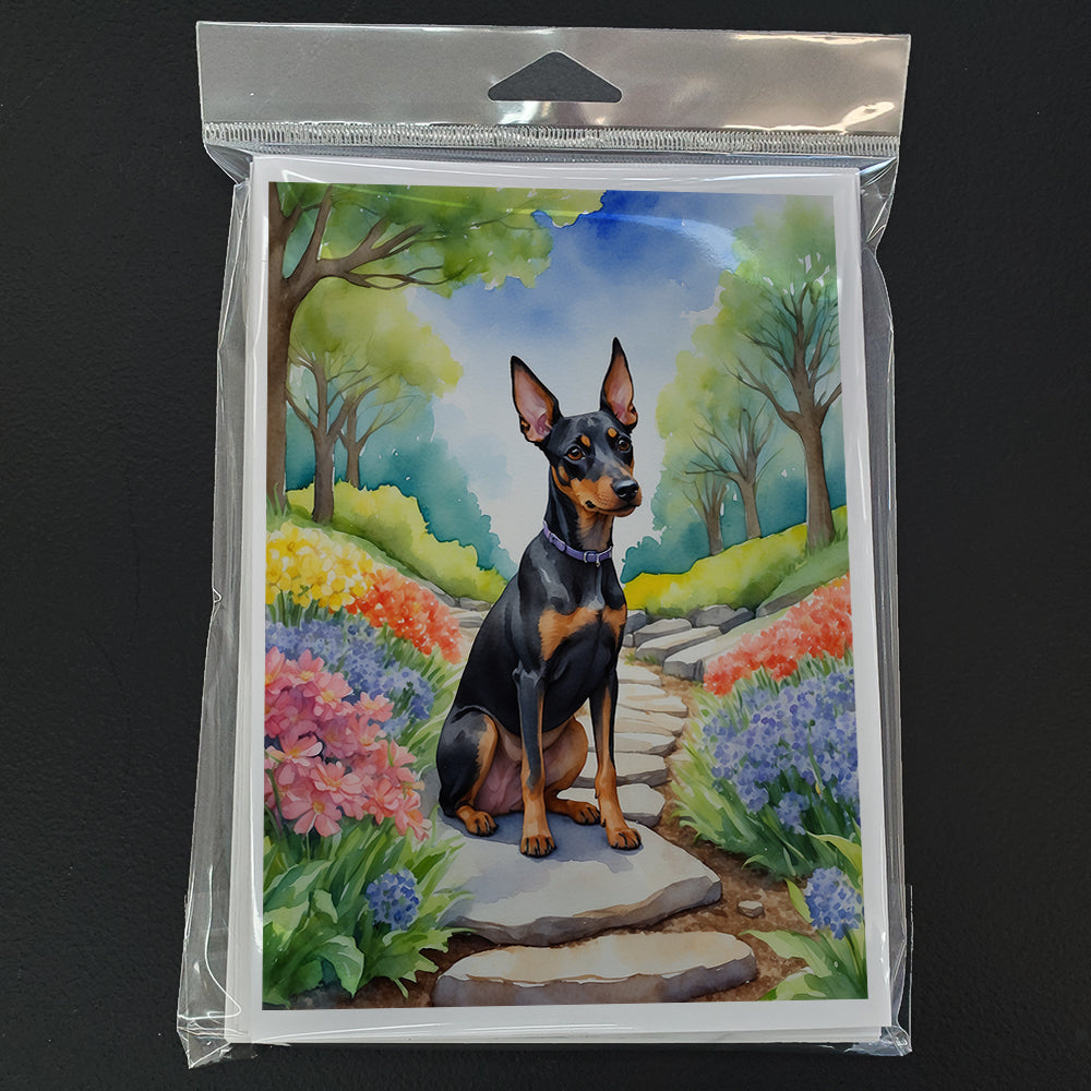 Manchester Terrier Spring Path Greeting Cards Pack of 8 Blank Cards with Envelopes Whimsical A7 Size 5x7